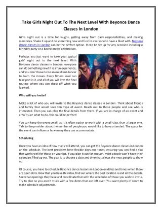 Take Girls Night Out To The Next Level With Beyonce Dance Classes In London