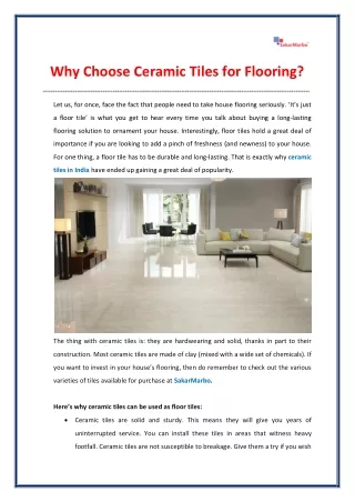 why choose ceramic tiles for flooring