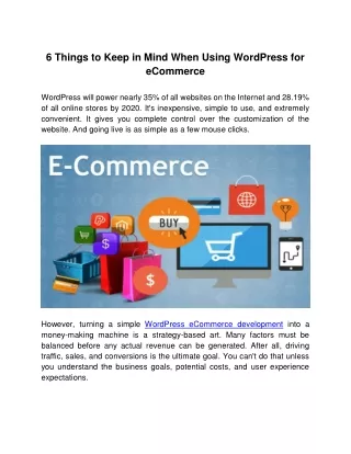6 Things to Keep In Mind When Using WordPress for eCommerce