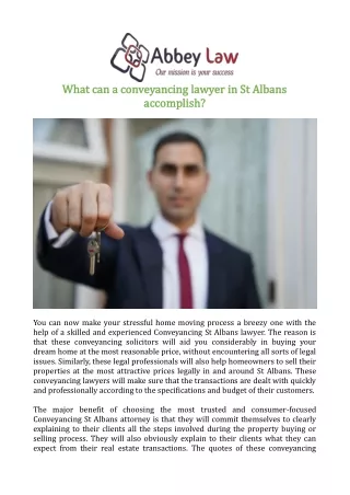 What can a conveyancing lawyer in St Albans accomplish?