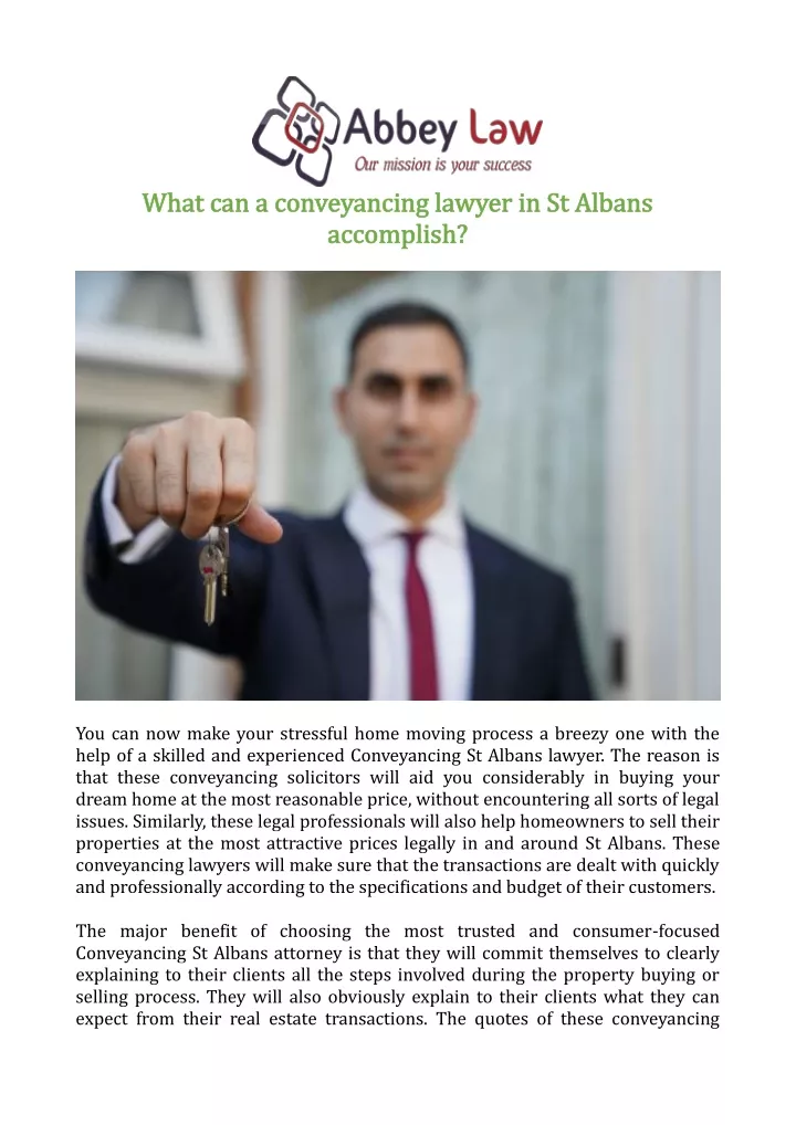 what can a conveyancing lawyer in st albans what