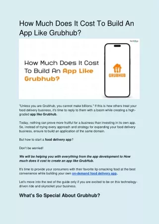How Much Does It Cost To Build An App Like Grubhub?