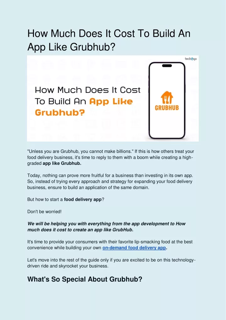 how much does it cost to build an app like grubhub