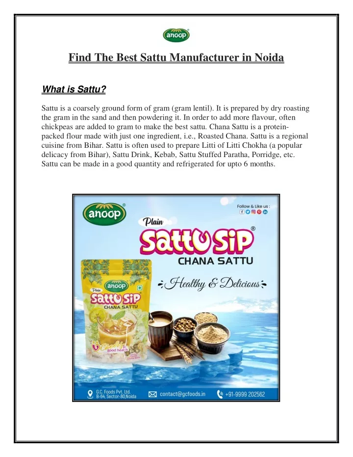 find the best sattu manufacturer in noida