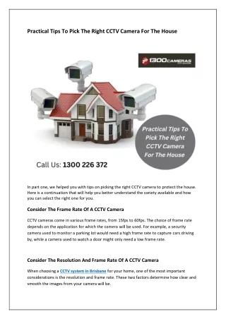 Practical Tips To Pick The Right CCTV Camera For The House