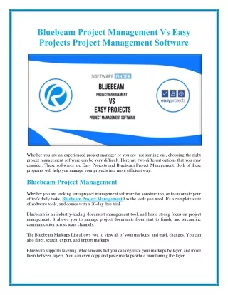 bluebeam project management vs easy projects