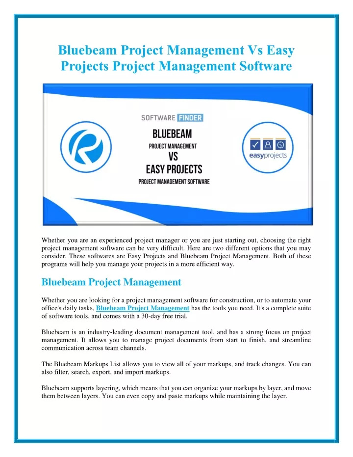 PPT - Bluebeam Project Management Vs Easy Projects Project Management ...