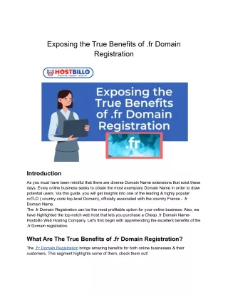 exposing the true benefits of fr domain