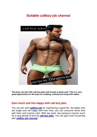 suitable callboy job chennai