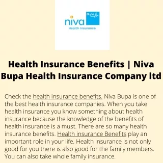 Health Insurance Benefits  Niva Bupa Health Insurance Company ltd (1)