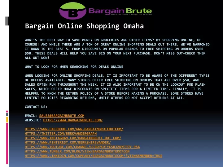 bargain online shopping omaha