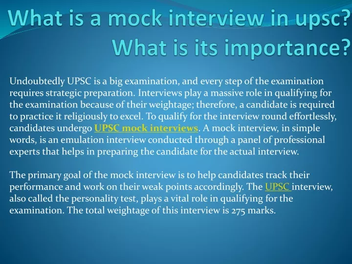 what is a mock interview in upsc what is its importance