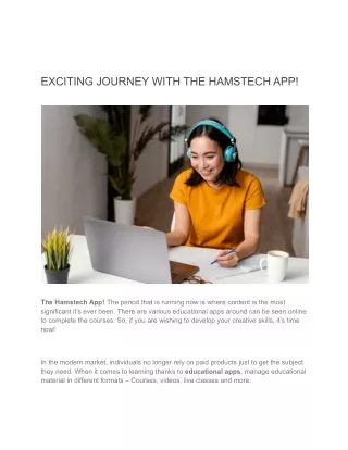 exciting journey with the hamstech app