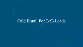 Cold Email For B2B Leads