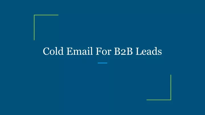 cold email for b2b leads