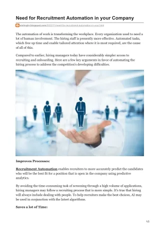 need for recruitment automation in your company