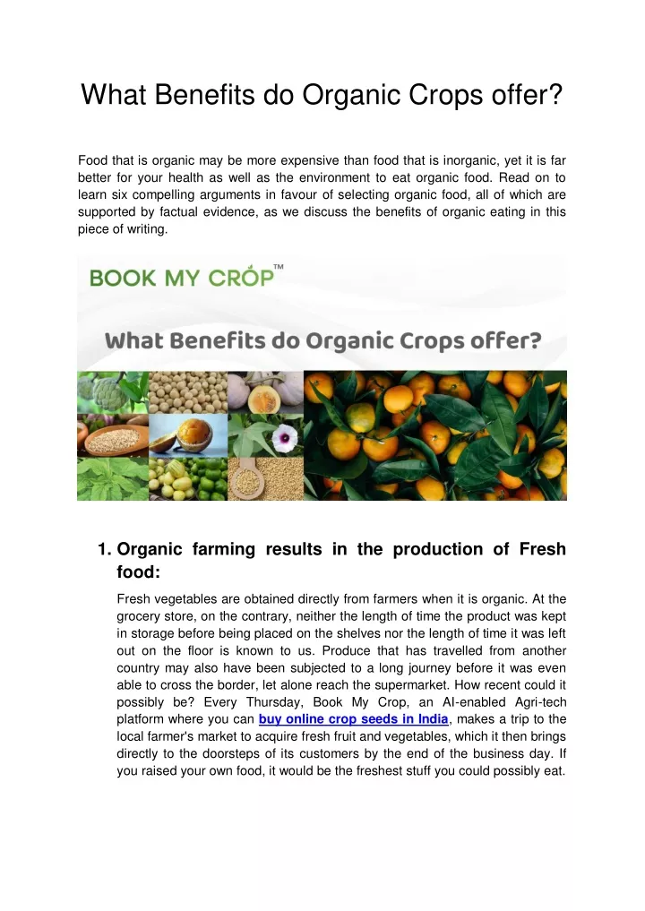 what benefits do organic crops offer