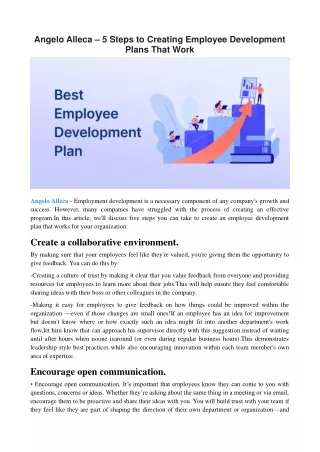 Angelo Alleca – 5 Steps to Creating Employee Development Plans That Work