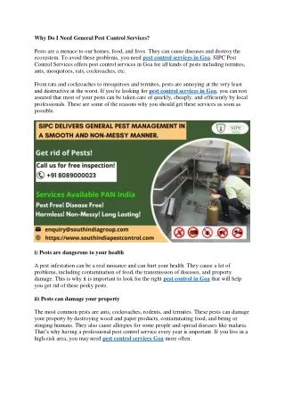 why do i need general pest control services