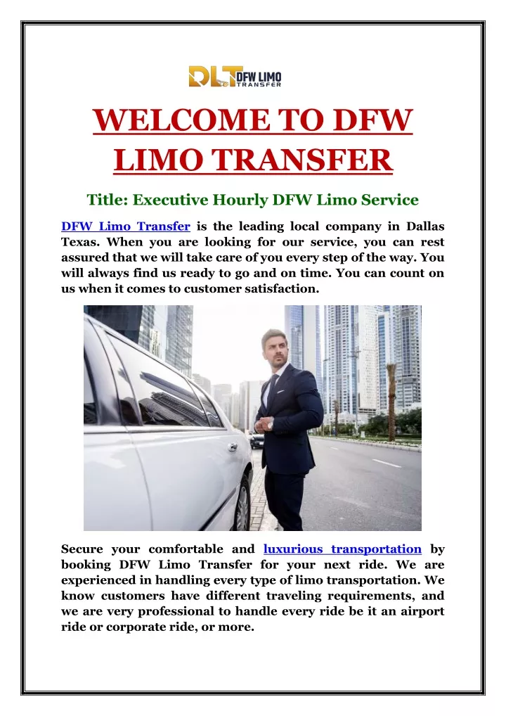 welcome to dfw limo transfer