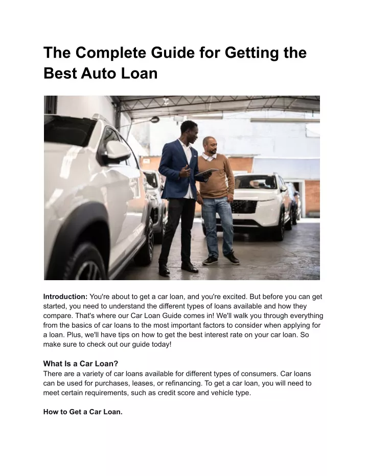 the complete guide for getting the best auto loan