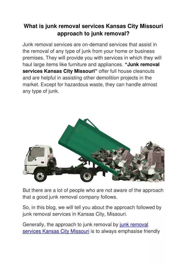 what is junk removal services kansas city