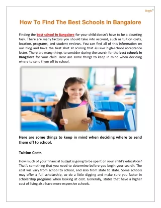 how to find the best schools in bangalore