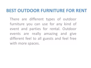 BEST OUTDOOR FURNITURE FOR RENT