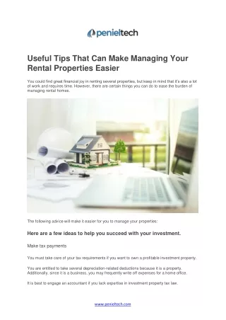 Useful Tips That Can Make Managing Your Rental Properties Easier - Penieltech