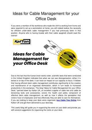 Ideas for Cable Management for your Office Desk