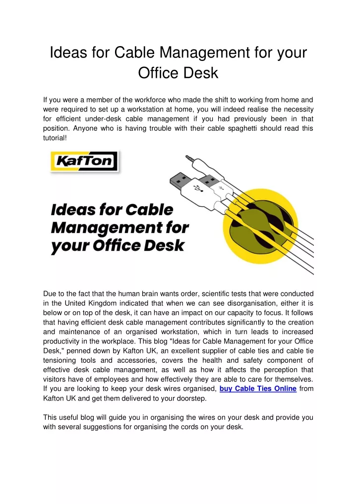 ideas for cable management for your office desk