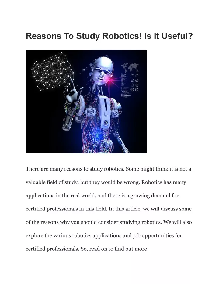 reasons to study robotics is it useful