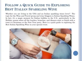 Follow a Quick Guide to Exploring Best Italian Sparkling Wine