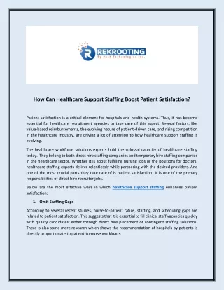 How Can Healthcare Support Staffing Boost Patient Satisfaction?