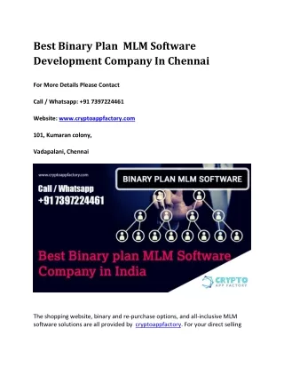best binary plan mlm software development company