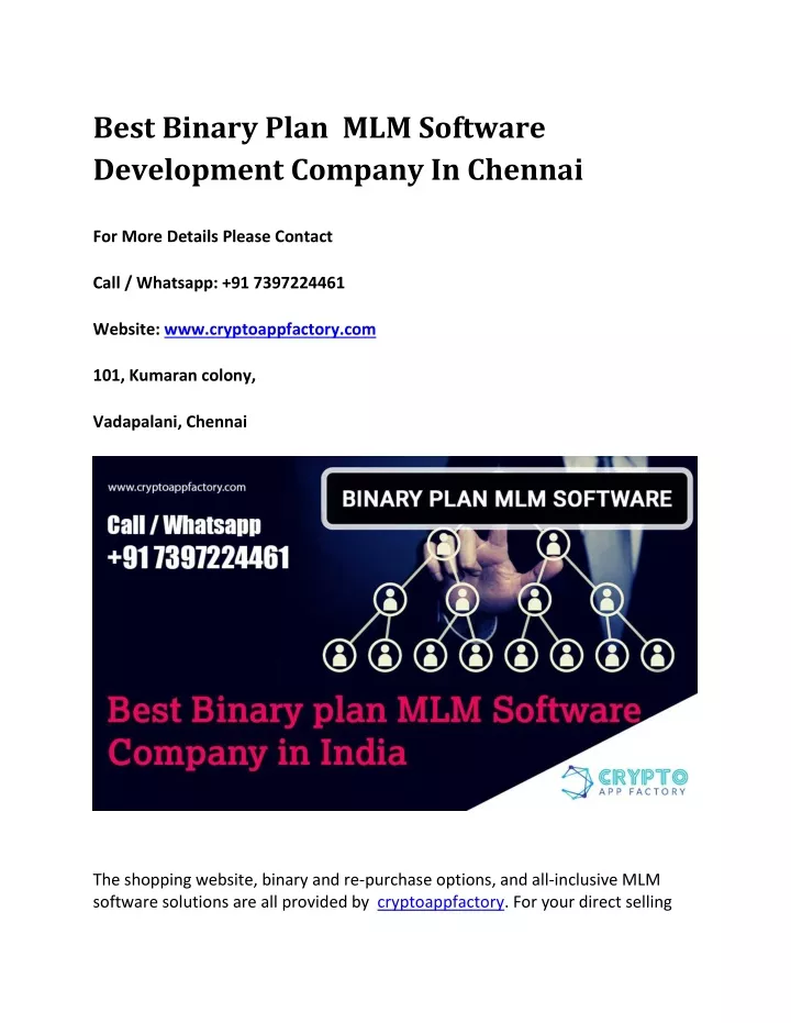 best binary plan mlm software development company