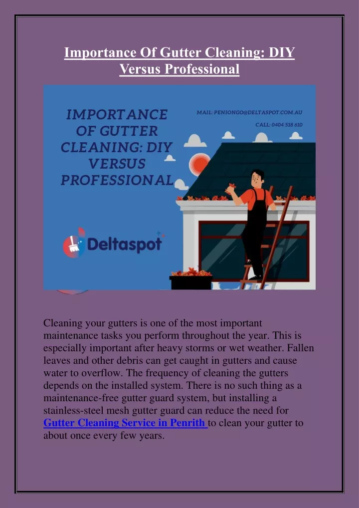 PPT - Importance Of Gutter Cleaning: DIY Versus Professional PowerPoint ...