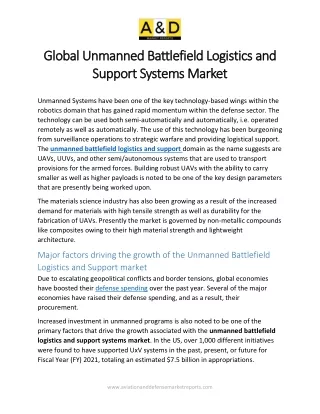 Global Unmanned Battlefield Logistics and Support Market