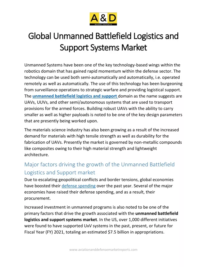 global unmanned battlefield logistics and global