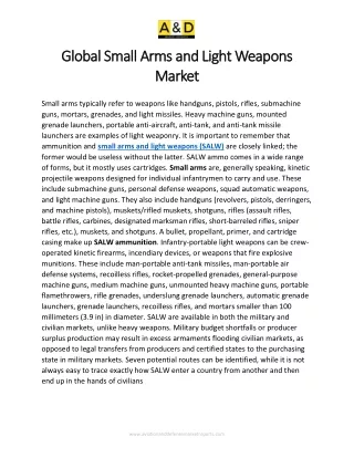 Global Small Arms and Light Weapons Market