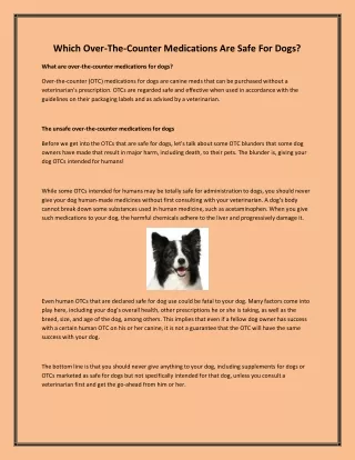 Which Over-The-Counter Medications Are Safe For Dogs