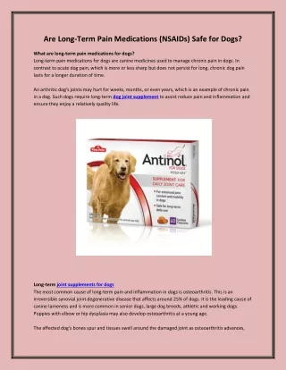 Are Long-Term Pain Medications (NSAIDs) Safe for Dogs