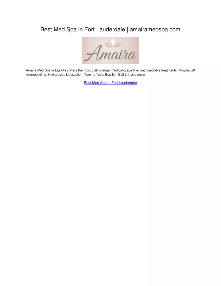 best med spa in fort lauderdale amairamedspa com