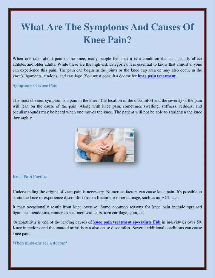 what are the symptoms and causes of knee pain