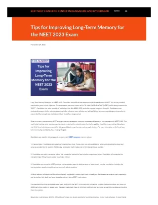 Tips for improving long term memory for the neet 2023 exam