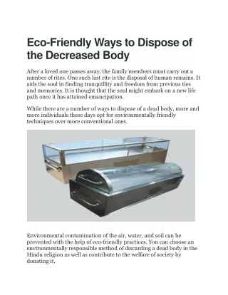 Eco-Friendly Ways to Dispose of the Decreased Body