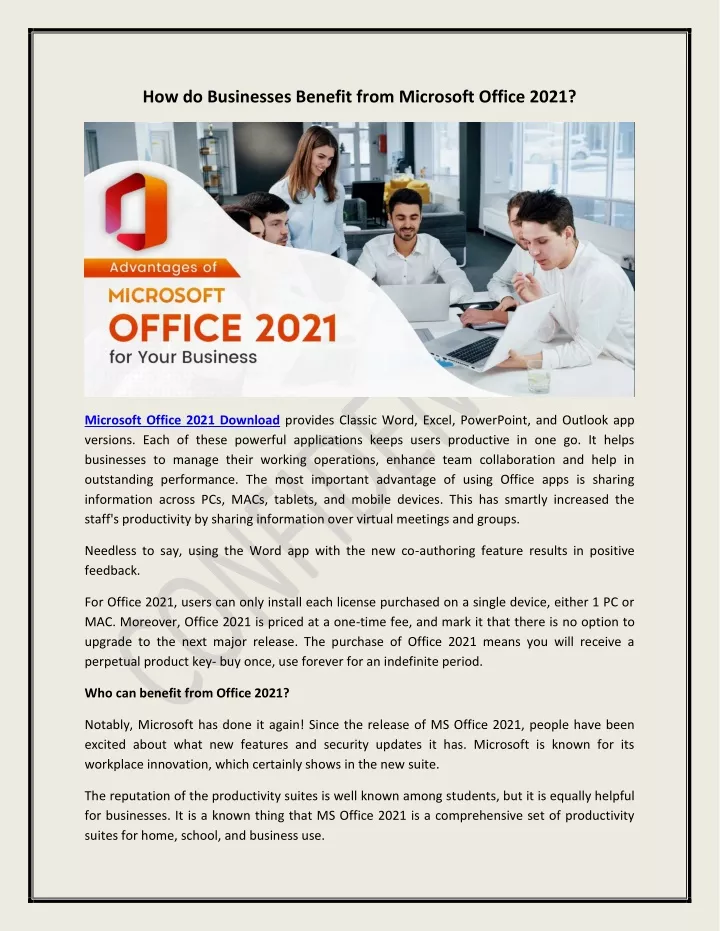 how do businesses benefit from microsoft office