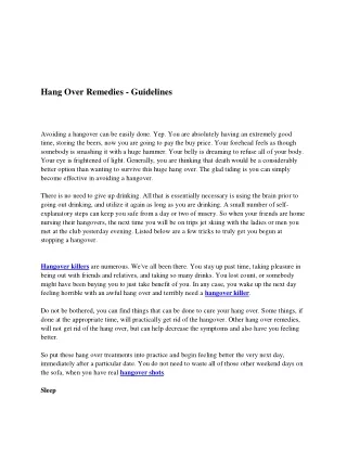 hang over remedies guidelines