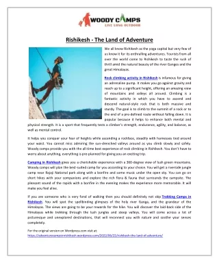 Rishikesh - The Land of Adventure