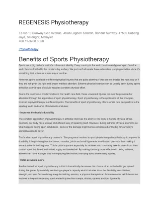 regenesis physiotherapy